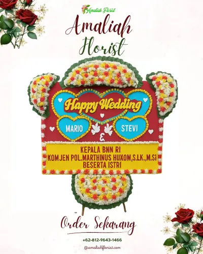 Karangan Papan Bunga Pernikahan di Jaka Setia